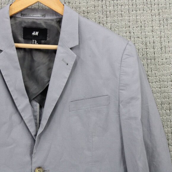 H&M Blazer Mens Size 40R Gray Solid Casual Two Button Front Lined Formal Wear - Picture 2 of 9
